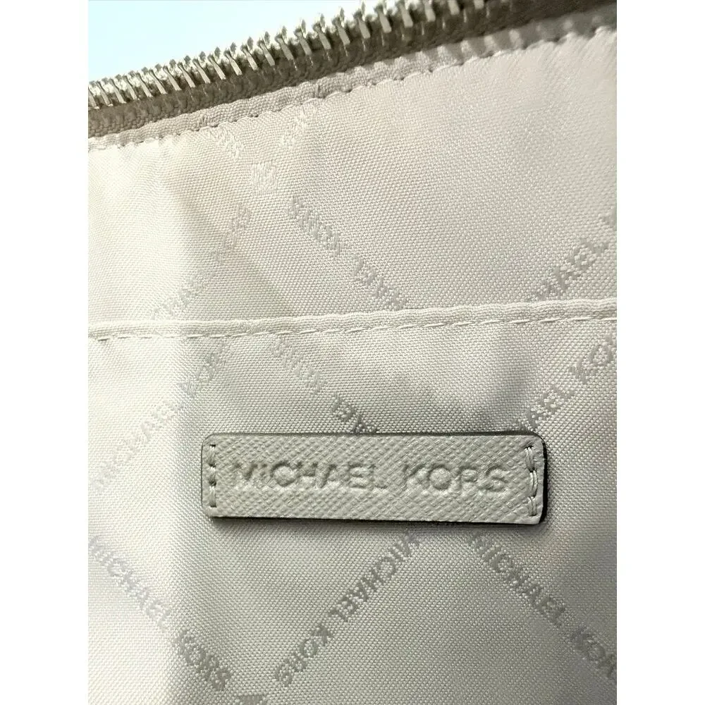 Michael Kors Jet Set Saffiano Leather Studded Clutch Pouch Wristlet Grey